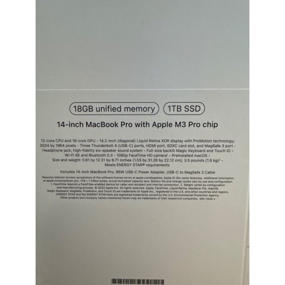Apple Macbook Pro 14" EMPTY Packaging Collectors Display & Shipping Box - Picture 9 of 9